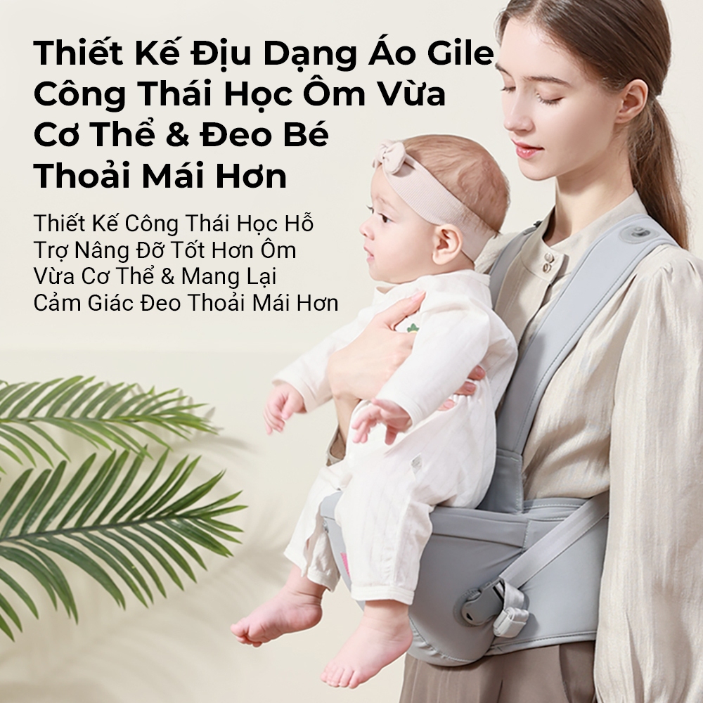 Địu Em Bé Bebear V28 Cao Cấp Có Ghế Ngồi–Chống Đau LưngThoáng Khí, Chuẩn M-Shape Cho Bé 0-36 Tháng địu cho bé