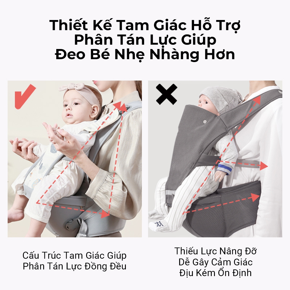 Địu Em Bé Bebear V28 Cao Cấp Có Ghế Ngồi–Chống Đau LưngThoáng Khí, Chuẩn M-Shape Cho Bé 0-36 Tháng địu cho bé