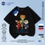 NASA Meijiamo World Cup Linh vật Trẻ em tay ngắn mùa hè Cotton nguyên chất thoáng khí vừa lớn Trẻ em in hình vui nhộn