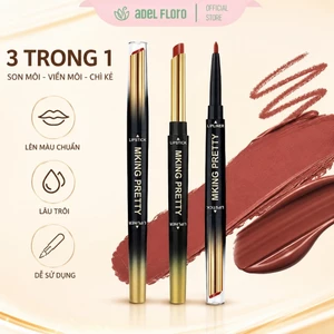 【Adel Floro】Chì Kẻ Môi +Thỏi Son 2in1 -Lì mịn, Viền môi rõ nét, Bền màu, Không lem cốc, Tông da sáng