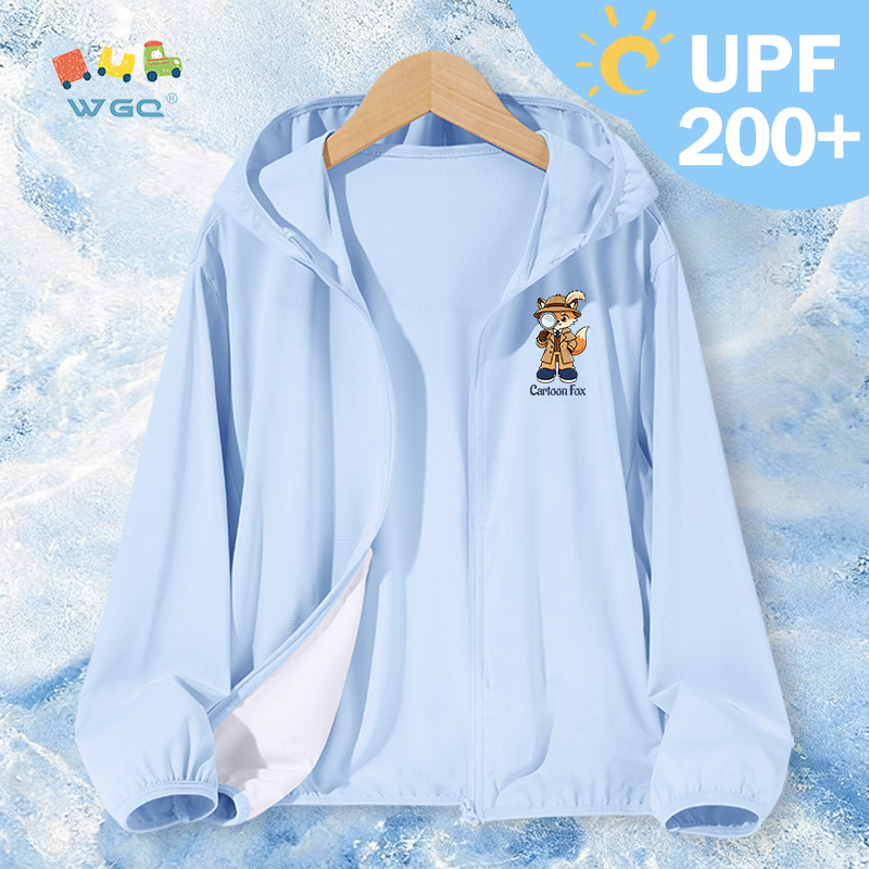 W.G.Q Áo chống nắng cho bé trai，Thoáng khí mát mẻ，Kem chống nắng UPF200 +，Thời trang thoải mái với in hình cáo