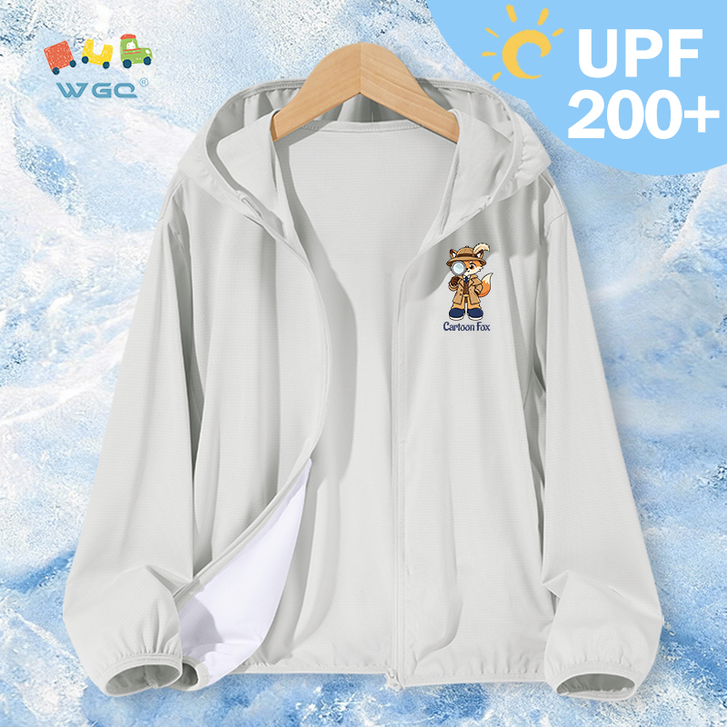 W.G.Q Áo chống nắng cho bé trai，Thoáng khí mát mẻ，Kem chống nắng UPF200 +，Thời trang thoải mái với in hình cáo