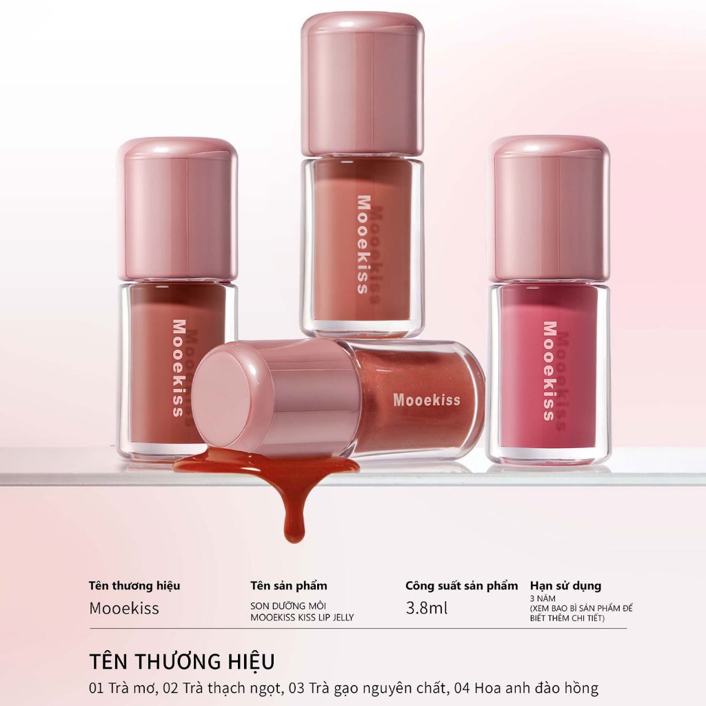 Son Tint Mooekiss Water Gloss, Căng Bóng Môi, Hiệu Ứng Gương, Lâu Trôi, Màu Trong Trẻo