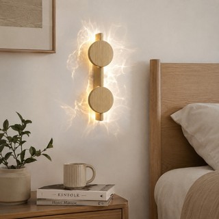 AIMI Sắt rèn Đèn tường Hạt gỗ Chuyển nước In trang trí sống Hoa văn gợn nước Đèn tường Thích hợp cho cầu thang hành lang