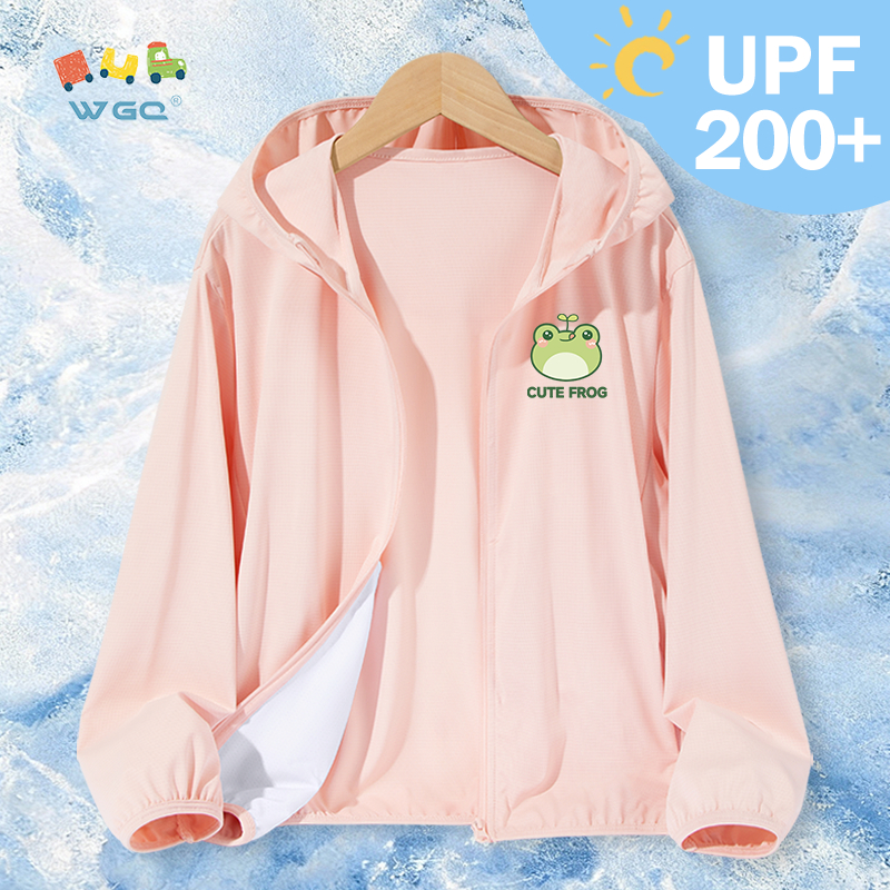 W.G.Q Áo chống nắng cho bé trai，Thoáng khí mát mẻ，Kem chống nắng UPF200 +，Thời trang thoải mái với in hình ếch