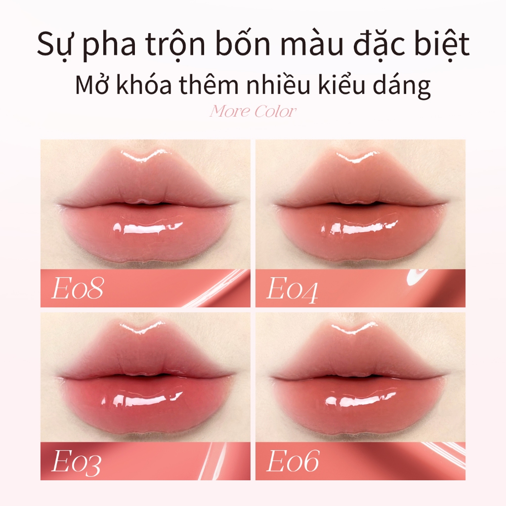 Son Bóng Mooekiss Plumping Gloss, Căng Mọng Môi, Hiệu Ứng Gương, Dưỡng Ẩm, Lâu Trôi