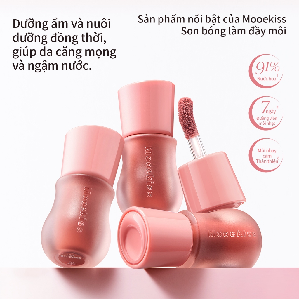 Son Bóng Mooekiss Plumping Gloss, Căng Mọng Môi, Hiệu Ứng Gương, Dưỡng Ẩm, Lâu Trôi