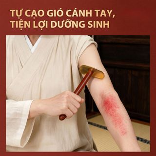 Miếng cạo gió hình Thái Cực bằng đồng (phiên bản tay cầm dài) – Hỗ trợ tự massage toàn thân, tự cạo gió lưng hiệu quả, massage và cạo gió, thông kinh lạc, giảm đau nhức.