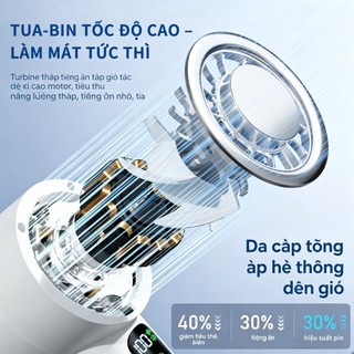 [Mới 2026] Quạt cầm tay QUITEK Tốc độ cao, 100 cấp độ gió, kèm tấm chườm lạnh làm mát tức thì