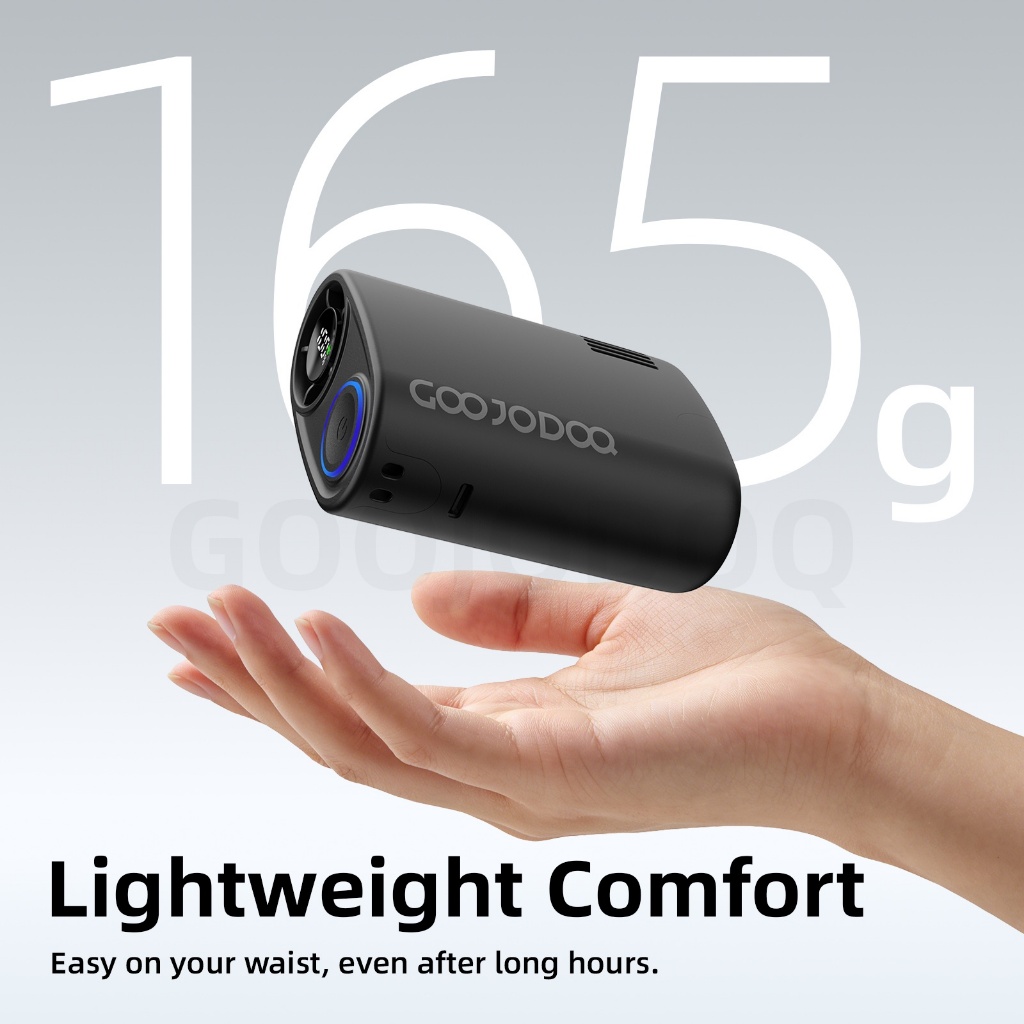 GOOJODOQ 3000mAh gắn thắt lưng tốc độ cao ​​Quạt có luồng không khí có thể điều chỉnh, rảnh tay, có thể đeo an toàn và màn hình kỹ thuật số trong suốt.