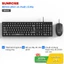 SUNROSE MK10 Combo bàn phím chuột 104 phím Nút im lặng Nắp chìa khóa lõm Nhân vật in lụa chống mài mòn Bộ bàn phím và chuột chống văng Plug & Play, Bộ bàn phím chuột