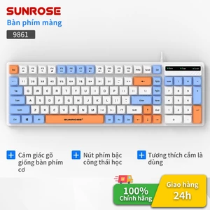 SUNROSE Bàn phím có dây Bàn phím tiện dụng cho văn phòng Cảm giác cơ khí Thiết kế tiện dụng Chống bụi & Chống văng Bàn phím dễ thương đầy màu sắc cho văn phòng tại nhà PC Laptop Keyboard có dây