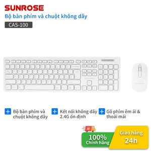 SUNROSE CAS-100 Bộ bàn phím chuột không dây 2.4G Không Dây 108 Phím Im Lặng Gõ 3 Cấp DPI (800 / 1200 / 1600) Bàn Phím Và Chuột Không Dây Chống Bụi, Keyboard mouse combo