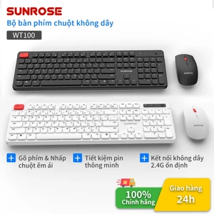 SUNROSE WT100 Bộ chuột bàn phím không dây Kết nối 2.4G Nút im lặng Động cơ quang học 1600 DPI Bộ bàn phím chuột không dây Slim Tiết kiệm điện nhiều màu tiện dụng Tương thích với Windows / Mac / Android