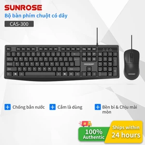 SUNROSE CAS-300 Bộ Bàn Phím & Chuột Bàn phím chuột 2.4G, Có Dây Chống Thấm Nước Chống Bắn Cắm & Chạy Bền Đẹp Cho PC Laptop Máy Tính Để Bàn Văn Phòng Chơi Game Tại Nhà Học Đánh Máy Làm Việc