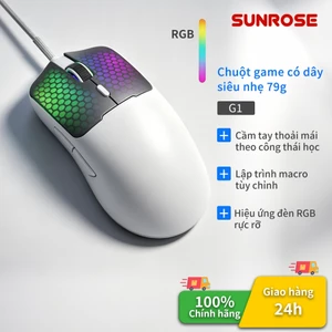 SUNROSE G1 79g Chuột Chơi Game Có Dây Nhẹ 7200 DPI RGB Đèn Nền Trình Điều Khiển Lập Trình Rỗng Vỏ Tổ Ong Cho PC Laptop Máy Tính Để Bàn Chơi Game Văn Phòng Gõ