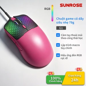 SUNROSE G1 Nhẹ 79g Chuột Có Dây Chuột gaming siêu nhẹ 7200 DPI RGB Chiếu Sáng Macro Lập Trình Vỏ Tổ Ong Chuột Chơi Game Cho PC Laptop FPS Trò Chơi Chuột công thái học (Ergo)