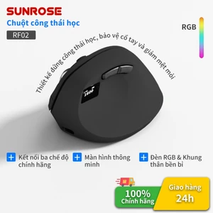 SUNROSE RF02 Chuột dọc tiện dụng True 3 chế độ (Có dây + 2.4G + Bluetooth) Hiển thị mức độ DPI & pin Giảm đau Thiết kế tiện dụng cho máy tính xách tay PC