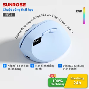 SUNROSE Chuột đứng Chuột không dây dọc tiện dụng 3 chế độ (Có dây + 2.4G + Bluetooth) Đèn báo & pin có thể sạc lại Giảm đau cổ tay cho văn phòng & chơi game
