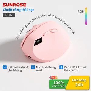 SUNROSE Chuột dọc tiện dụng Kết nối 3 chế độ (Có dây + 2.4G + Bluetooth) Chuột tiện dụng cho ống cổ tay Màn hình DPI & pin Chăm sóc cổ tay tiện dụng cho, Chuột công thái học chống mỏi tay