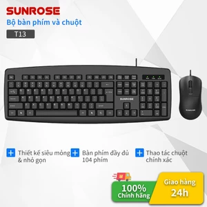 SUNROSE T13 Combo Bàn Phím Và Chuột Có Dây 104 Phím Bố Trí Nút Im Lặng Nhân Vật Chống Mài Mòn 15 Mm Siêu Mỏng, Combo bàn phím chuột dây