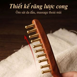 10 Răng Đồng Thau Và Gỗ Lược, Có Thể Chải Tóc, Massage, Chống Tĩnh Điện, Làm Tóc