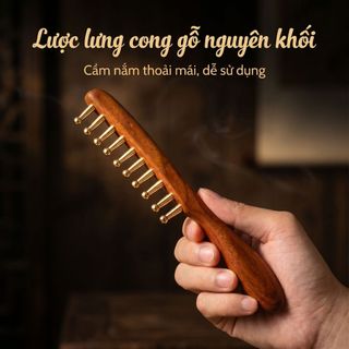 10 Răng Đồng Thau Và Gỗ Lược, Có Thể Chải Tóc, Massage, Chống Tĩnh Điện, Làm Tóc