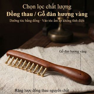 10 Răng Đồng Thau Và Gỗ Lược, Có Thể Chải Tóc, Massage, Chống Tĩnh Điện, Làm Tóc