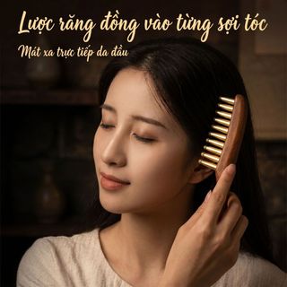10 Răng Đồng Thau Và Gỗ Lược, Có Thể Chải Tóc, Massage, Chống Tĩnh Điện, Làm Tóc
