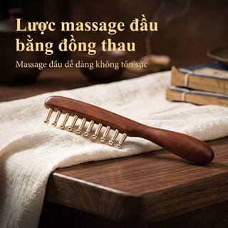 10 Răng Đồng Thau Và Gỗ Lược, Có Thể Chải Tóc, Massage, Chống Tĩnh Điện, Làm Tóc