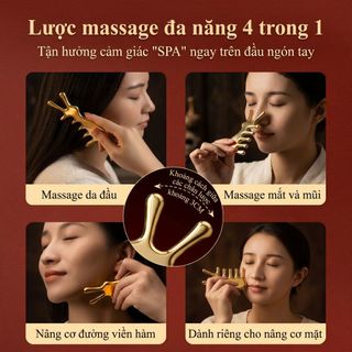 Đồng thau Đa Năng Mặt nạ Lược nạo vét Đầu Kinh Tuyến Chuyên Dụng Lược Răng Rộng Bunny Mắt Mũi Máy Mát Xa
