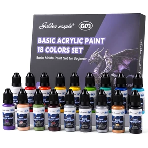 Bộ sơn Acrylic thu nhỏ 18 màu Golden Maple – Sơn mô hình gốc nước 18 x 20ml cho Warhammer, Gundam, D & D, Độ phủ cao, Mùi thấp
