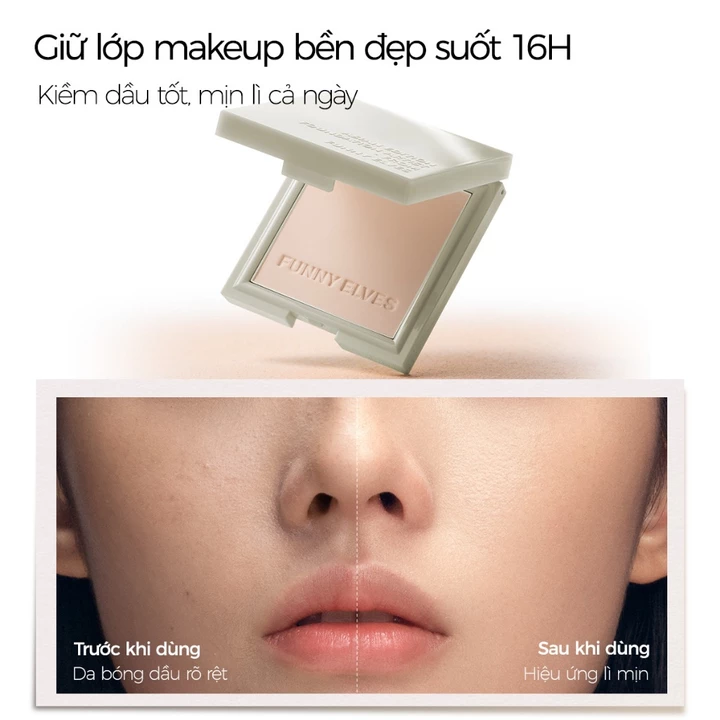 Funny Elves Phấn phủ Phi Sương 10g - Phấn phủ dạng bột mỏng nhẹ kiềm dầu, làm mờ lỗ chân lông và mịn da, lớp nền mướt mịn không lo mốc nền