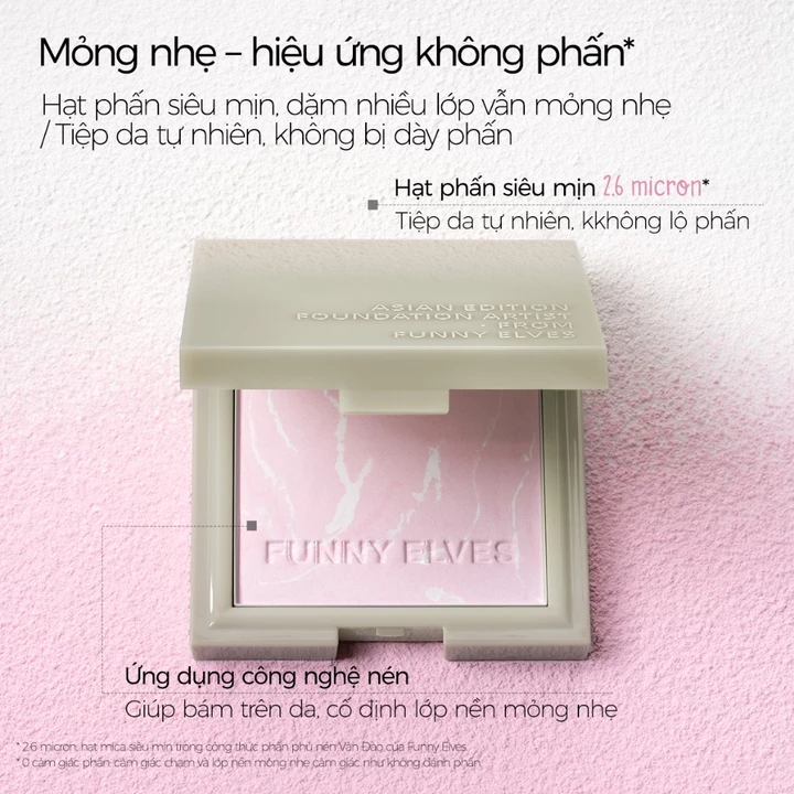 Funny Elves Phấn phủ Phi Sương 10g - Phấn phủ dạng bột mỏng nhẹ kiềm dầu, làm mờ lỗ chân lông và mịn da, lớp nền mướt mịn không lo mốc nền