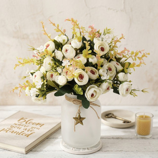 Hoa Ranunculus Trắng Nhân Tạo Thực Tế Sắp Xếp Hoa Giả Cho Đám Cưới Nhà Phòng Khách Văn Phòng Trang Trí Tối Giản