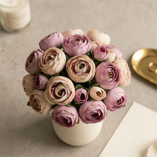 Hoa Ranunculus Trắng Nhân Tạo Thực Tế Sắp Xếp Hoa Giả Cho Đám Cưới Nhà Phòng Khách Văn Phòng Trang Trí Tối Giản