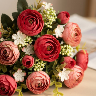 Hoa Ranunculus Trắng Nhân Tạo Thực Tế Sắp Xếp Hoa Giả Cho Đám Cưới Nhà Phòng Khách Văn Phòng Trang Trí Tối Giản