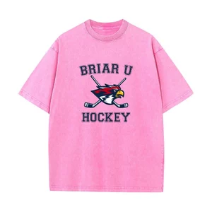 Briar U HOCKEY Áo nam Nữ Ngộ nghĩnh Cotton Nguyên Chất Áo Thun Tròn Rửa Cổ Vintage Tay Ngắn Áo Mùa Hè Áo