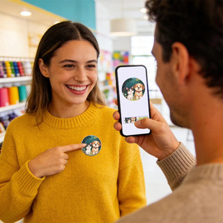 Anime E-Badge Hiển Thị Pin Màn Hình Cảm Ứng 1.7 Inch Nút LED Màn Hình Cảm Ứng Khung Ảnh Có Video Phát Lại