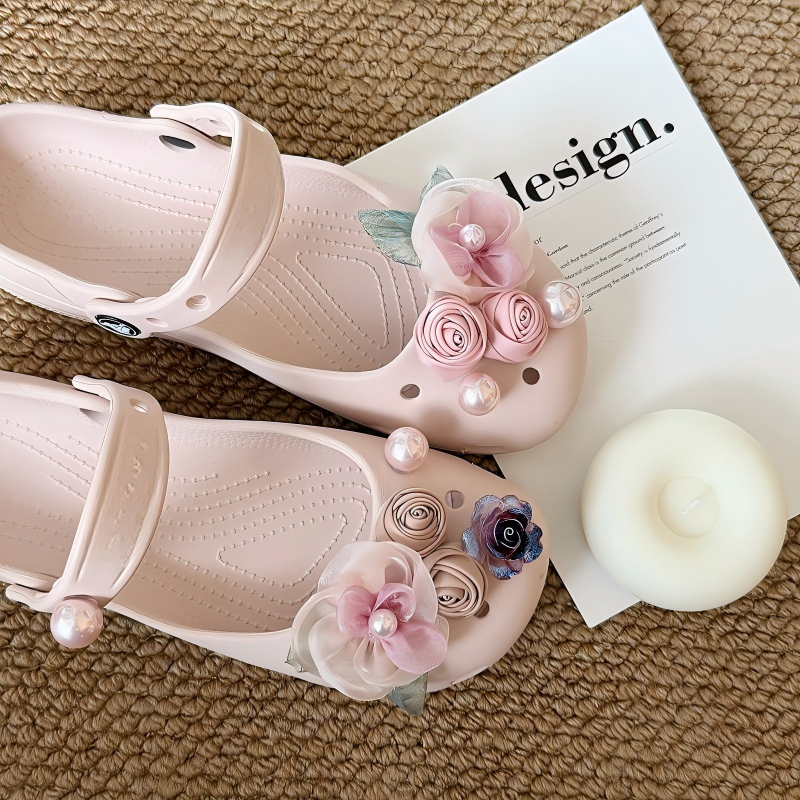 Phụ Nữ Bé Gái Tắc Sandal Giày DIY Quyến Rũ Phong Cách Thời Trang Hoa Hồng Mặt Dây Chuyền Nút Lỗ Giày Trang Trí Bộ Phụ Kiện Quà Tặng