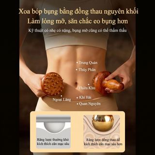Máy massage bụng bằng đồng, tiện lợi cho cạo gió và đa chức năng với bàn chải tĩnh mạch và kinh mạch.