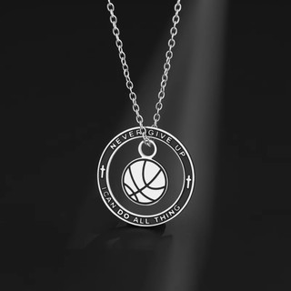 Vòng cổ bóng rổ bóng đá bằng thép không gỉ SKYRIM Không bao giờ từ bỏ niềm tin truyền cảm hứng Trang sức thể thao Quạt phong cách thể thao Quà tặng