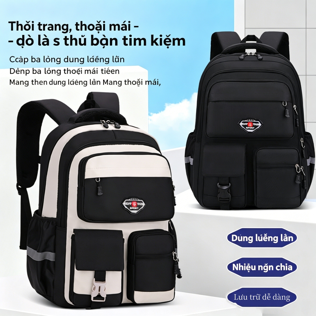 Balo Học Sinh Đẹp Thời Trang, Dày Dặn Chống Gù Lưng, Thoáng Khí, Chống Nước, Dung Lượng Lớn, Nhẹ Nhàng