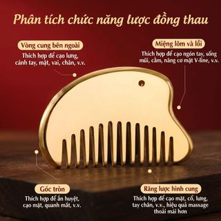 Lược cạo gió bằng đồng dùng cho gia đình, đầu, kinh lạc, massage, cạo ngực, máy massage kim loại chuyên dụng cho đầu