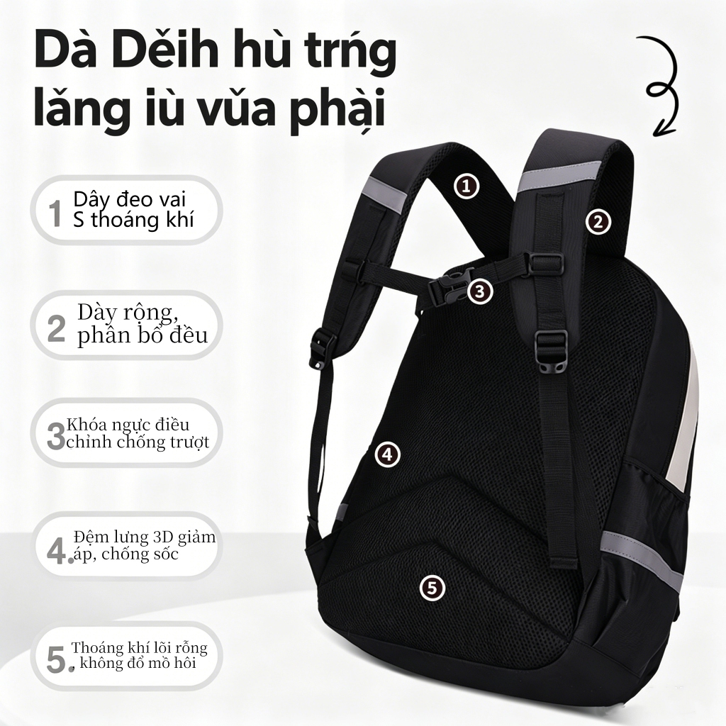 Balo Học Sinh Đẹp Thời Trang, Dày Dặn Chống Gù Lưng, Thoáng Khí, Chống Nước, Dung Lượng Lớn, Nhẹ Nhàng