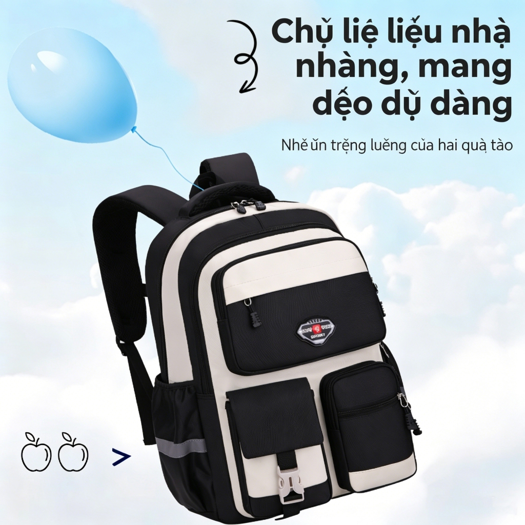 Balo Học Sinh Đẹp Thời Trang, Dày Dặn Chống Gù Lưng, Thoáng Khí, Chống Nước, Dung Lượng Lớn, Nhẹ Nhàng