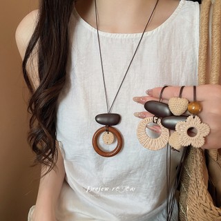 DREJEW bện đính cườm hoa sò vòng cổ dài bohemian phong cách dân tộc xương đòn chuỗi phụ kiện đa năng