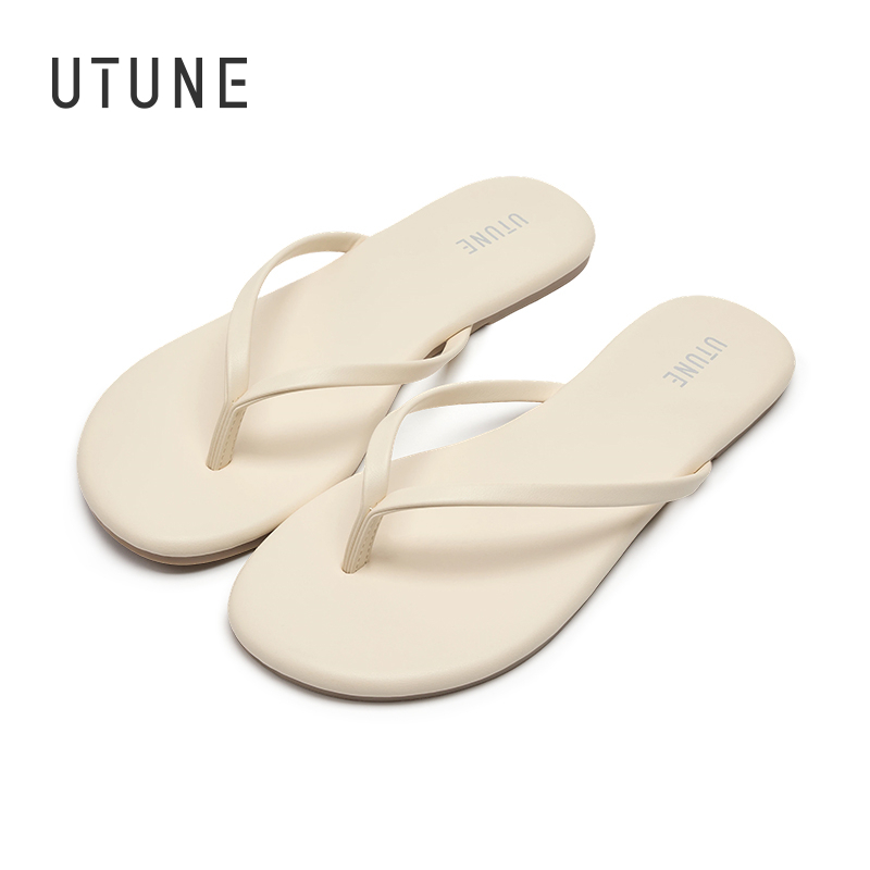 UTUNE Dép xỏ ngón nhẹ êm chất liệu da PU thời trang dễ phối dép đi biển đế TPR chống trượt mang lâu không mỏi phong cách tối giản cao cấp