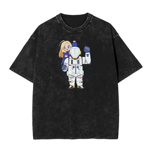 Vintage Pragmata 2026 Chipi Fan Art Nam Cổ Tròn Cotton Giặt In Áo Thun Top