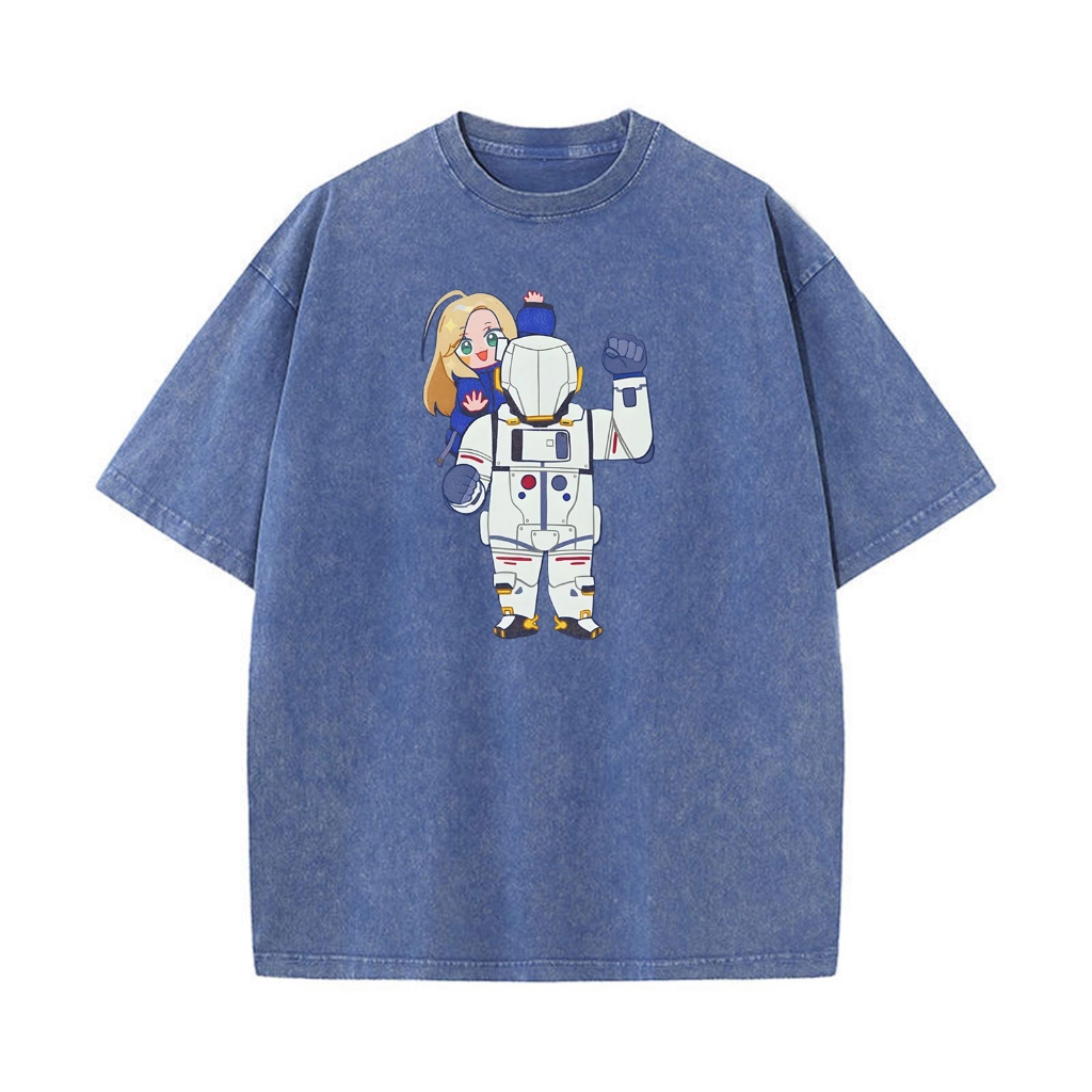 Vintage Pragmata 2026 Chipi Fan Art Nam Cổ Tròn Cotton Giặt In Áo Thun Top